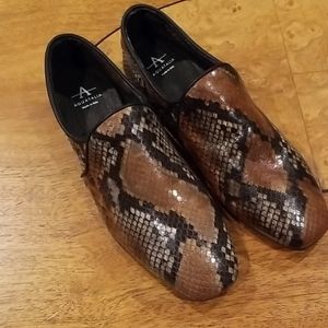Aquatalia Revy brown snake skin Loafer Flat Shoes